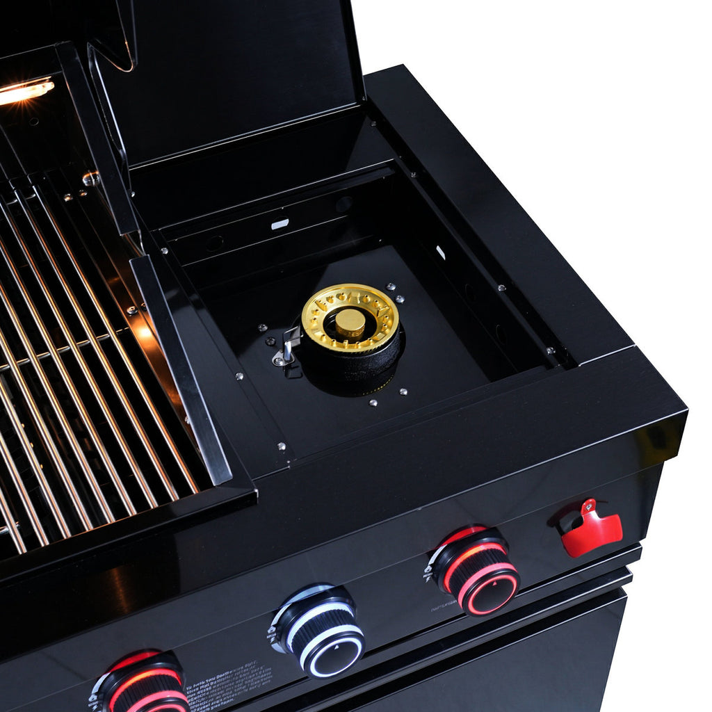 46-Inch 4 72000 Outdoor Kitchen Bar With Round Side Burner, Kit, And Adjustable Shelves Grill