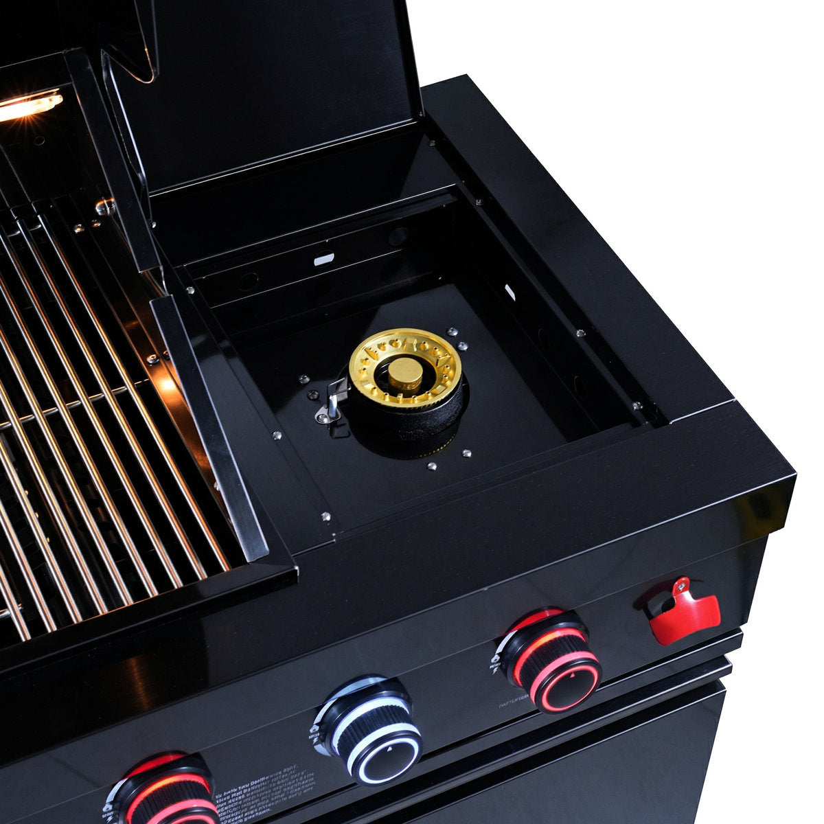 46-Inch 4 72000 Outdoor Kitchen Bar With Round Side Burner, Kit, And Adjustable Shelves Grill