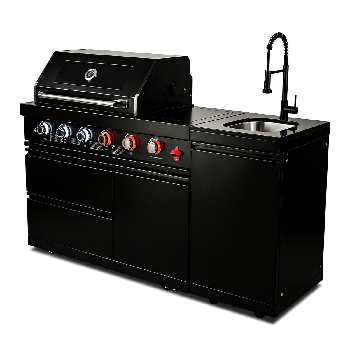 46-Inch 4 72000 Outdoor Kitchen Bar With Round Side Burner, Kit, And Adjustable Shelves Grill