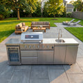 46" Outdoor Kitchen Grill Island, 4-Burner 72,000 BTU Natural Gas Grill With Refrigerator & Storage