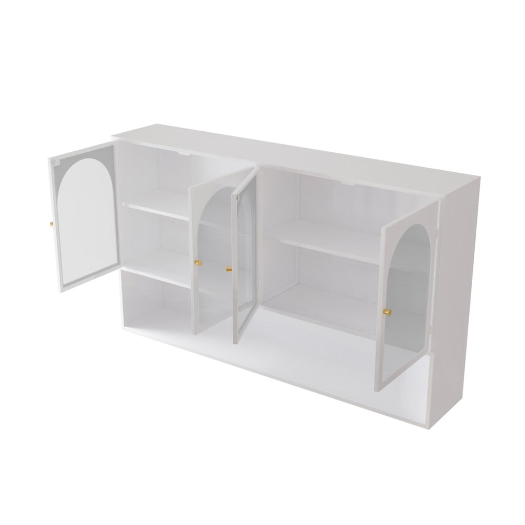 47.25" Four-Door Glass Wall Cabinet Storage