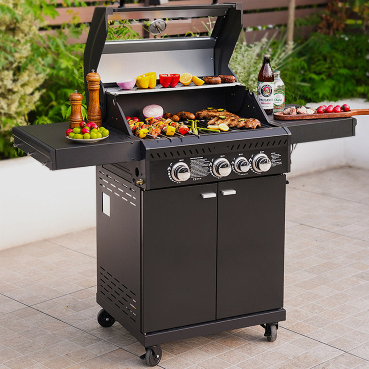 48.43"Outdoor courtyard gas charcoal dual-purpose barbecue grill