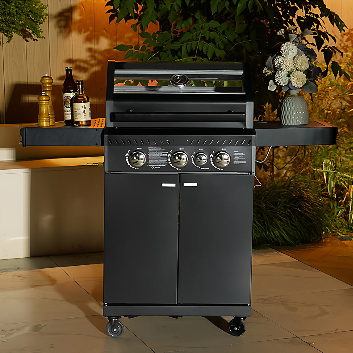 48.43"Outdoor courtyard gas charcoal dual-purpose barbecue grill