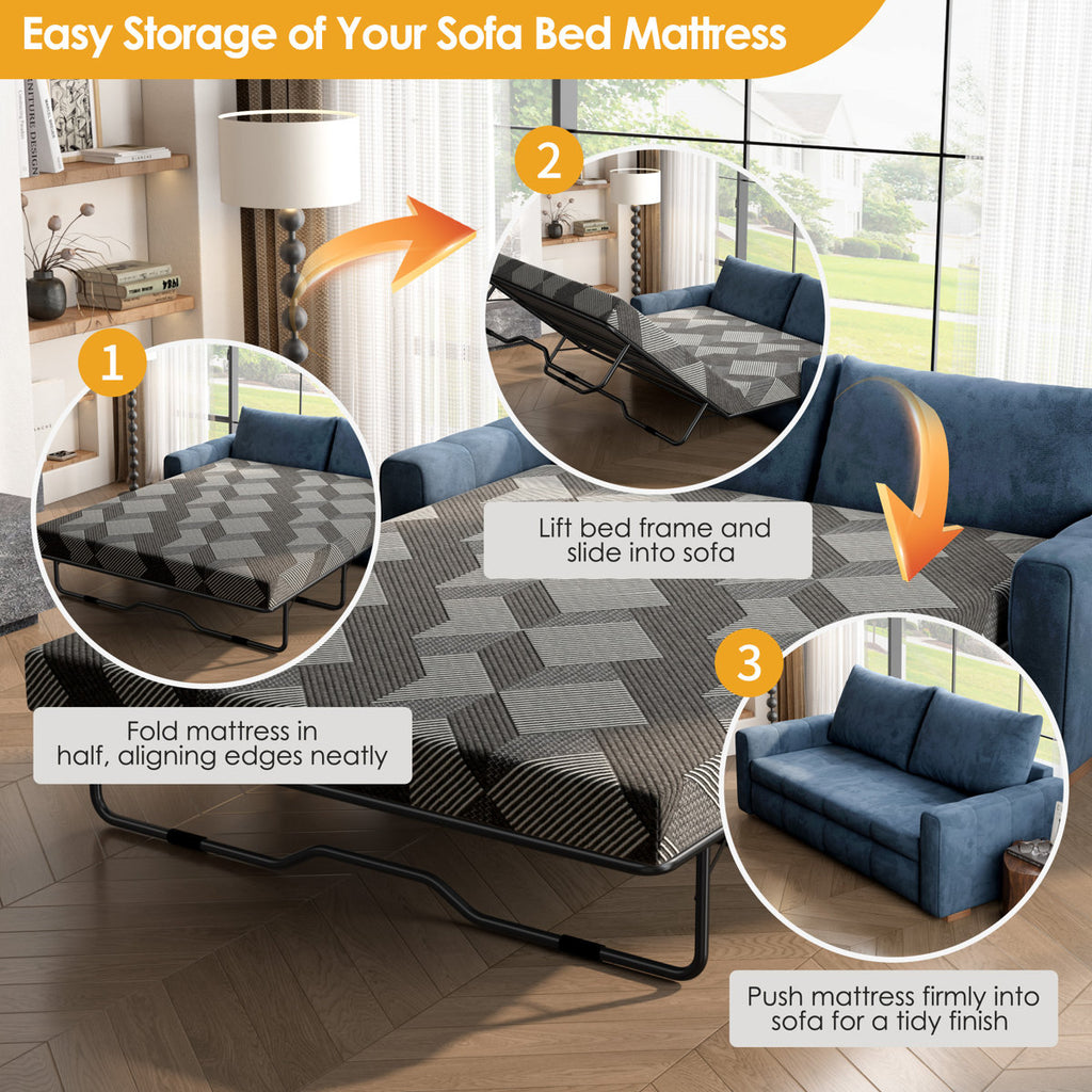 4" Gel Memory Foam Mattress for Sofa Bed, 72"L x 58"W, MATTRESS ONLY
