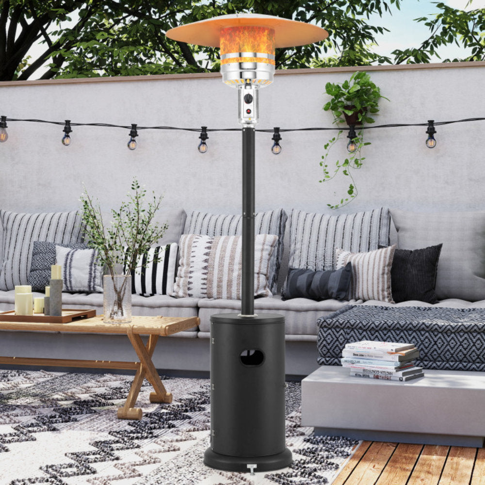 50000 BTU Outdoor Black Propane Patio Heater with Round Table Design and Wheels