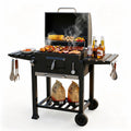 54" Charcoal BBQ Grill With Warming Rack & Wheels