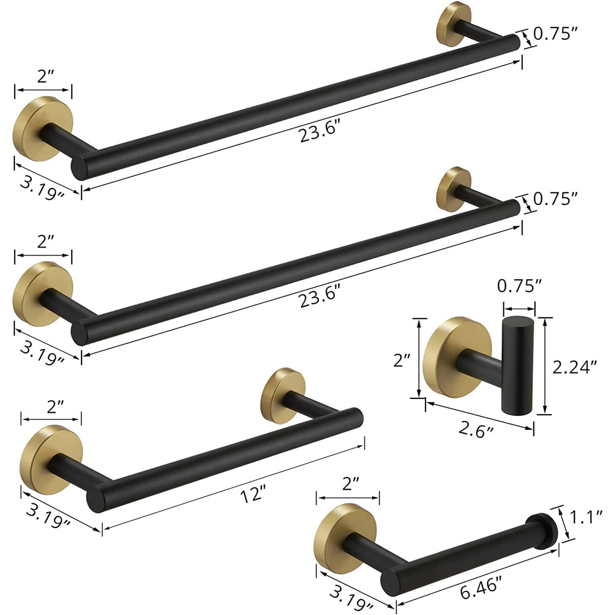 5 - Piece Bathroom Hardware Set FA-G222-5BNG