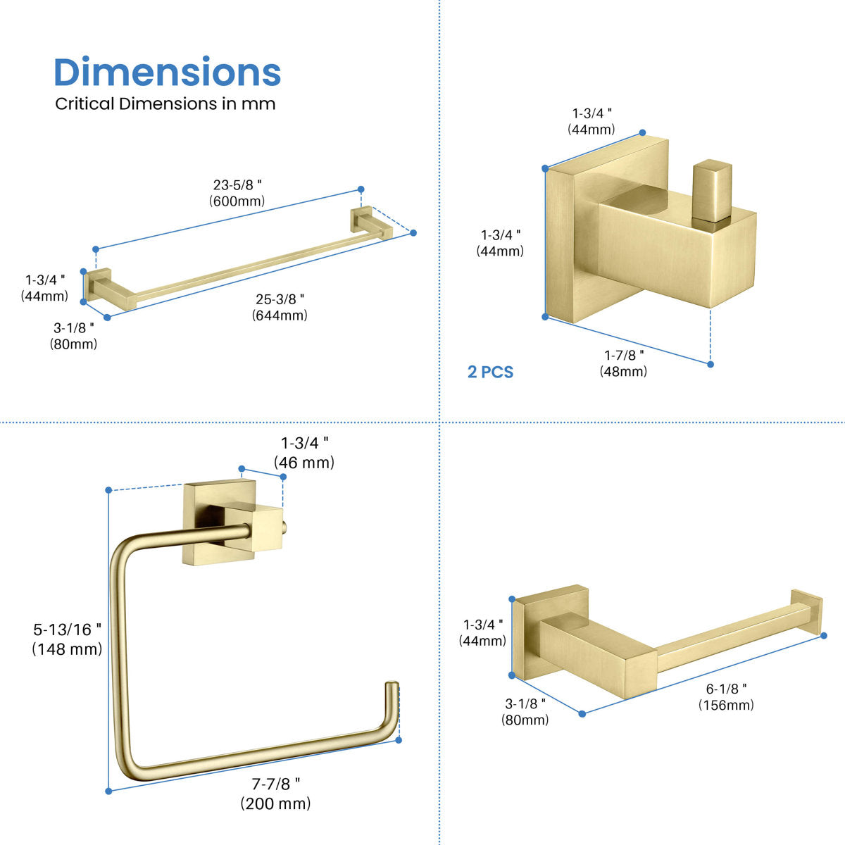 5 - Piece Bathroom Hardware Set C-KBA15-5BG-1