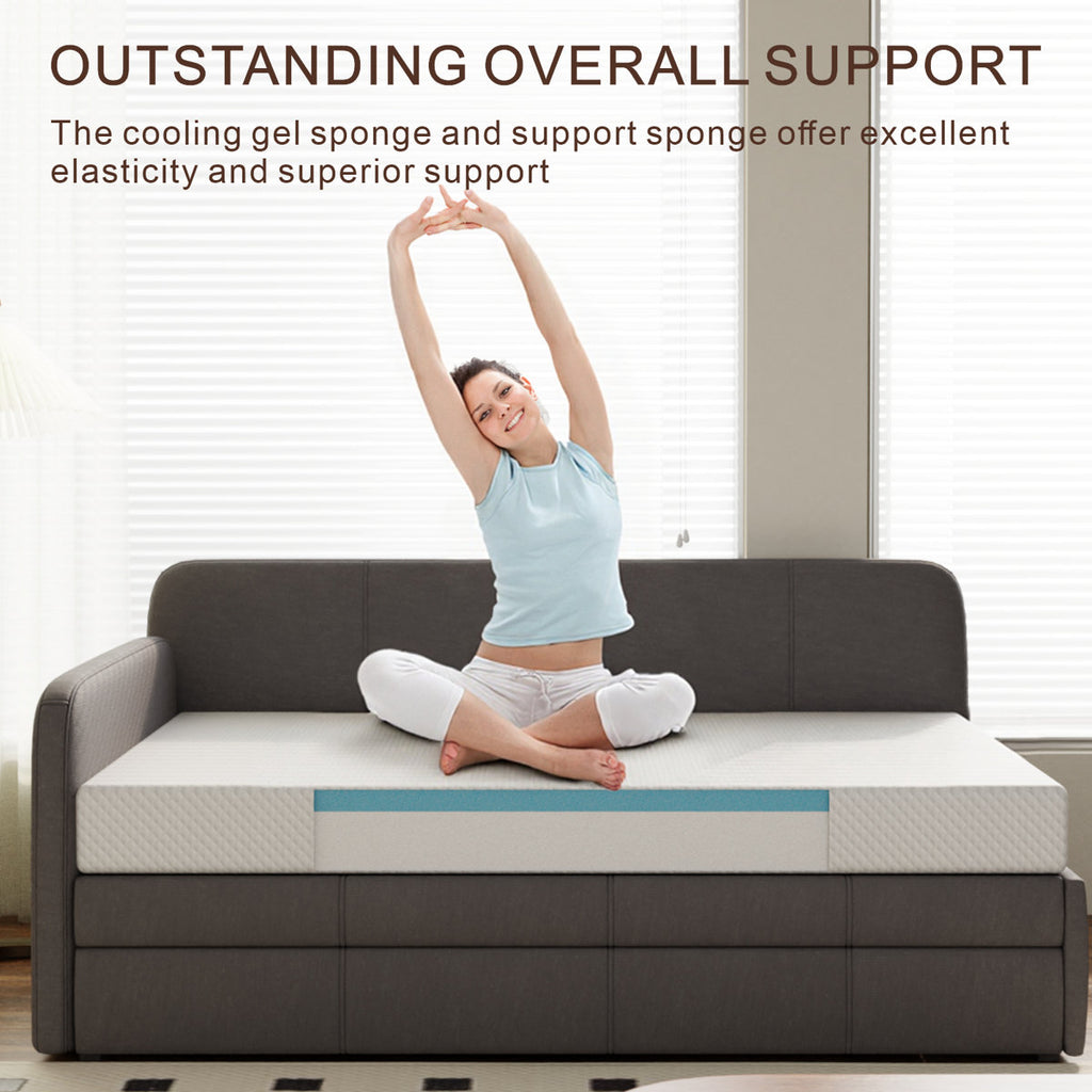 5 Inch Twin Daybed Mattress for Kids Adults, with Cooling Gel Memory Foam, Medium Firm, Fiberglass-free, CertiPUR-US Certified