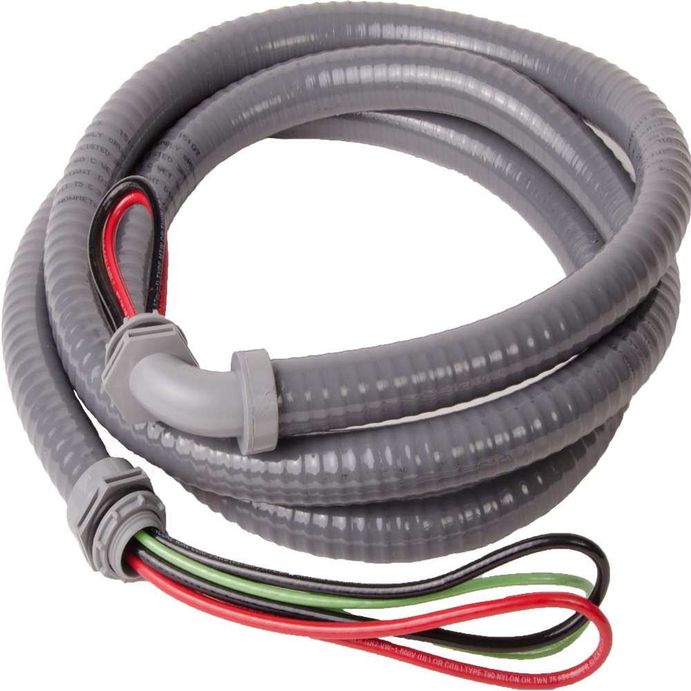 1/2 Inches x 6 Ft Electrical Whip with Conduit (10 Gauge Wire)