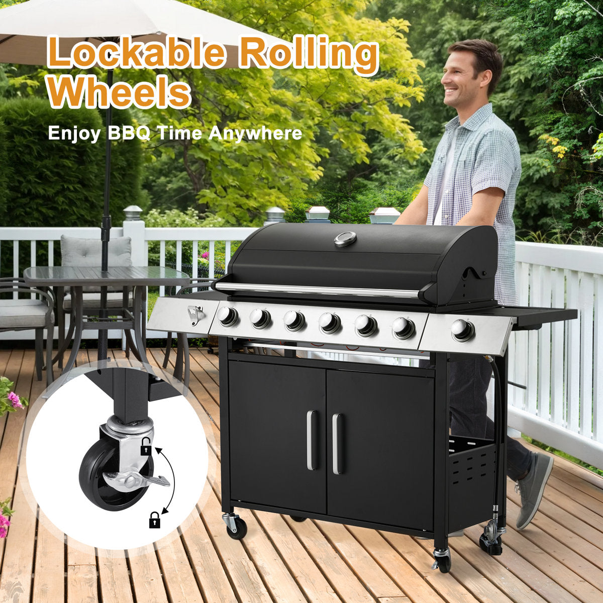 6-burner Propane Gas Grill With Side Burner