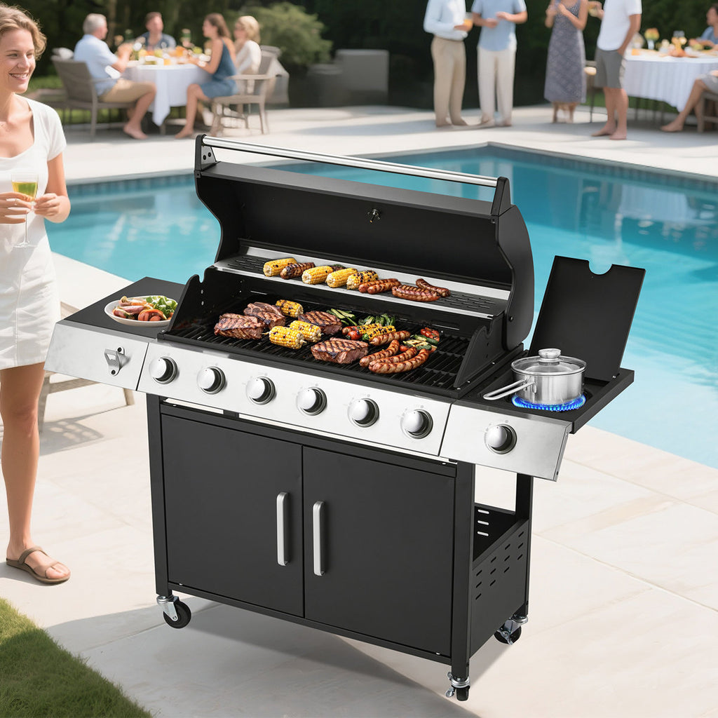 6-burner Propane Gas Grill With Side Burner