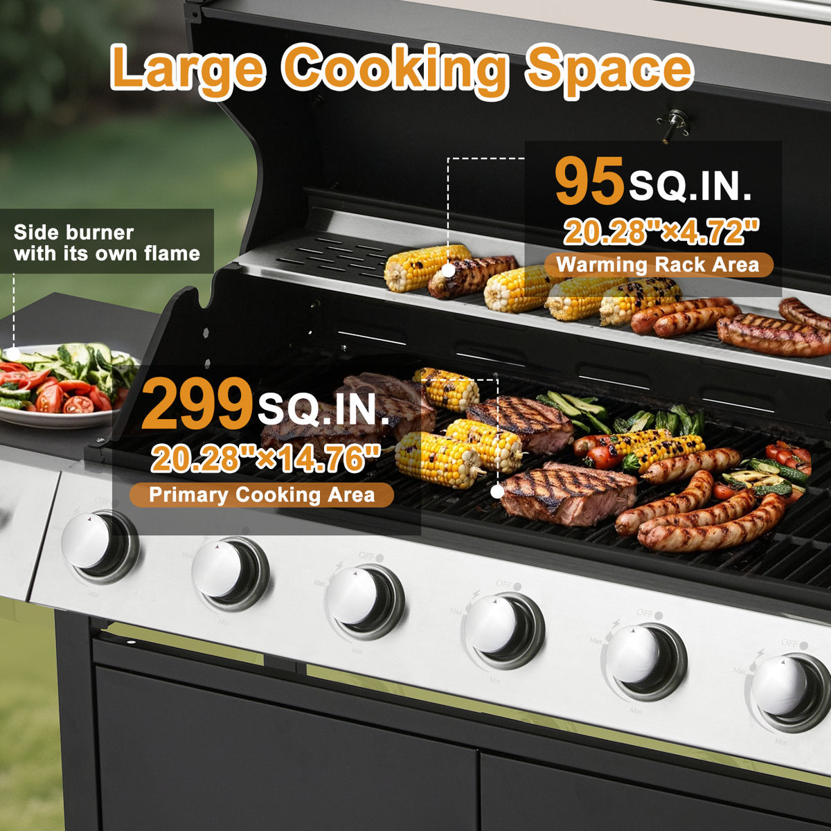 6-burner Propane Gas Grill With Side Burner