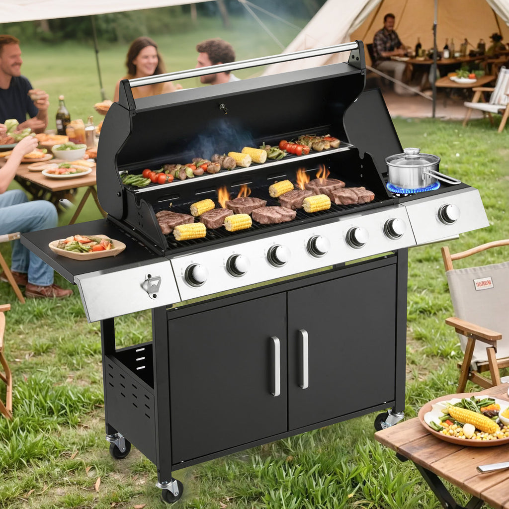6-burner Propane Gas Grill With Side Burner