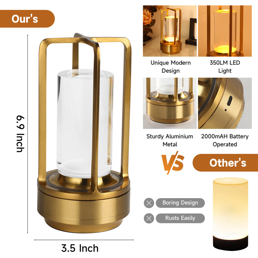 6.9 Battery Powered Integrated Led Outdoor Table Lamp (Set of 2)