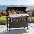 64.1" Outdoor Family Party 40,000 BTU Stainless Steel Gas Grill with Side Burner- BBQ Grill for Patio/Backyard