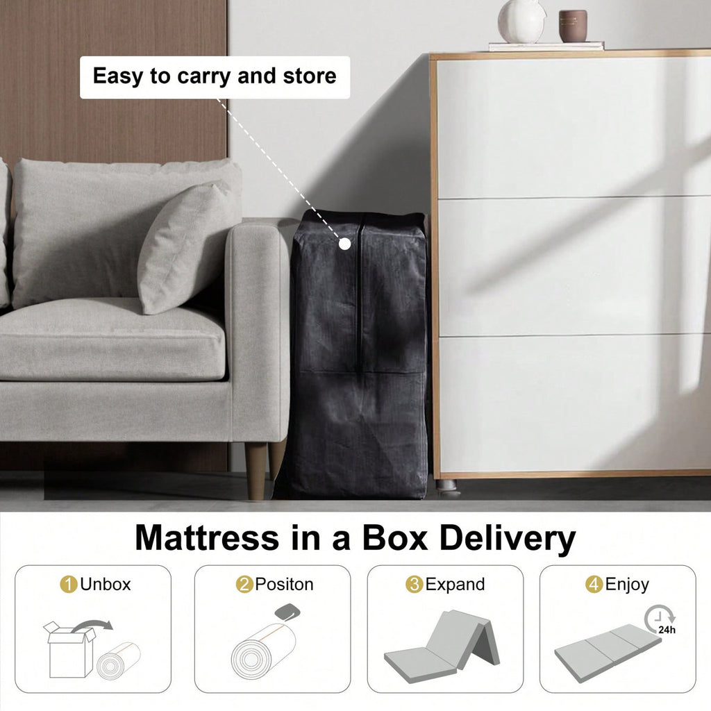 6" Tri-Fold Memory Foam Mattress, Portable Folding Murphy Bed Mattress With Removable Washable Cover & Free Storage Bag