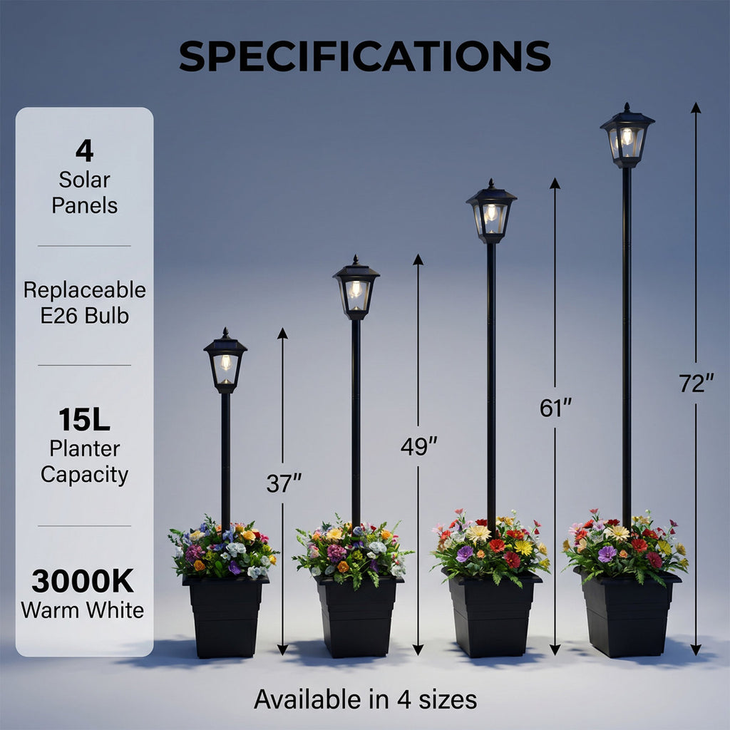 71 Solar Lamp Post (Full) with Planter