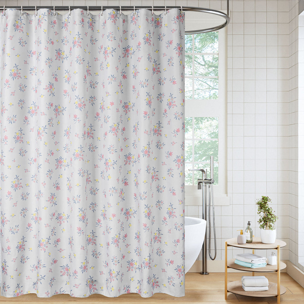 71" W Textured Shower Curtain Set with Hooks - Basics by Wayfair™