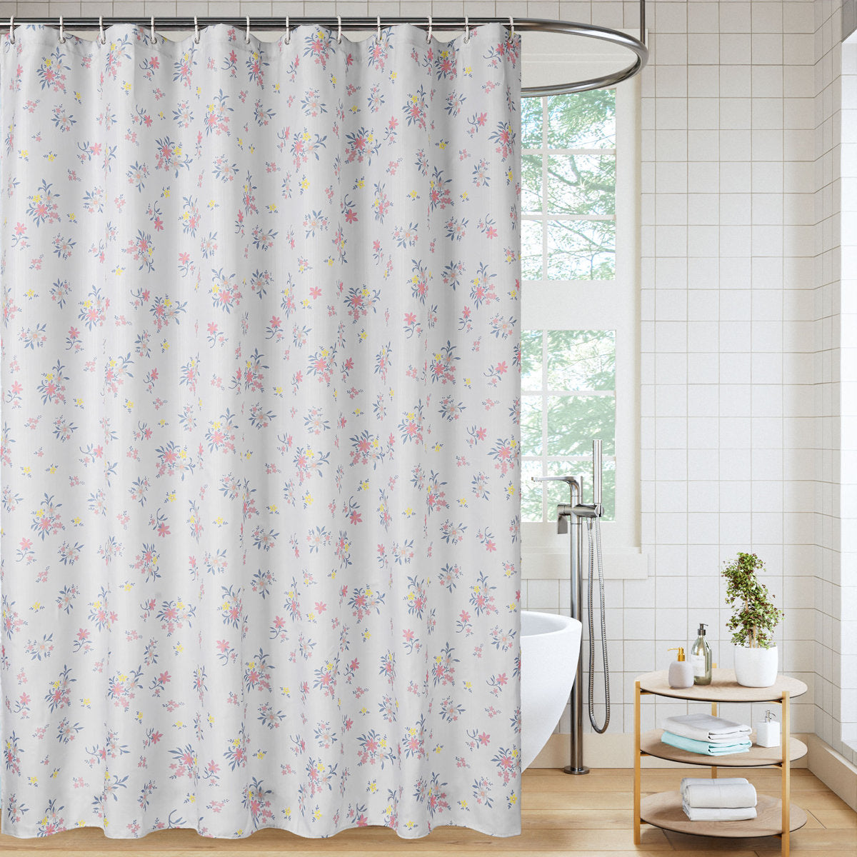 71" W Textured Shower Curtain Set with Hooks - Basics by Wayfair™
