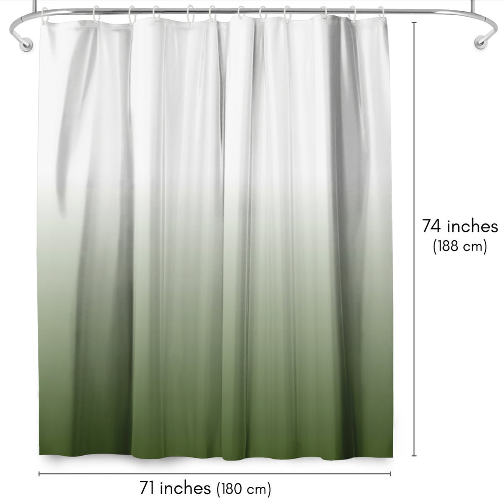 71x74 Sage Green Ombre Shower Curtain - Water-Resistant Long Shower Curtain with Durable Metal Grommets and 10 Hooks - 100% Polyester