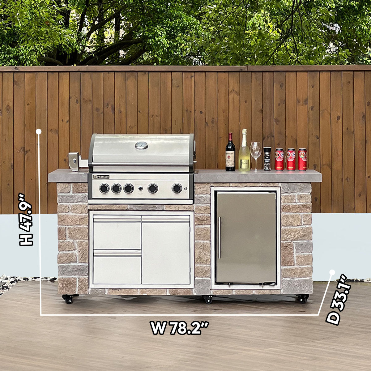 78¡å Pro Elite 5b Texas Cream Limestone Island Grill