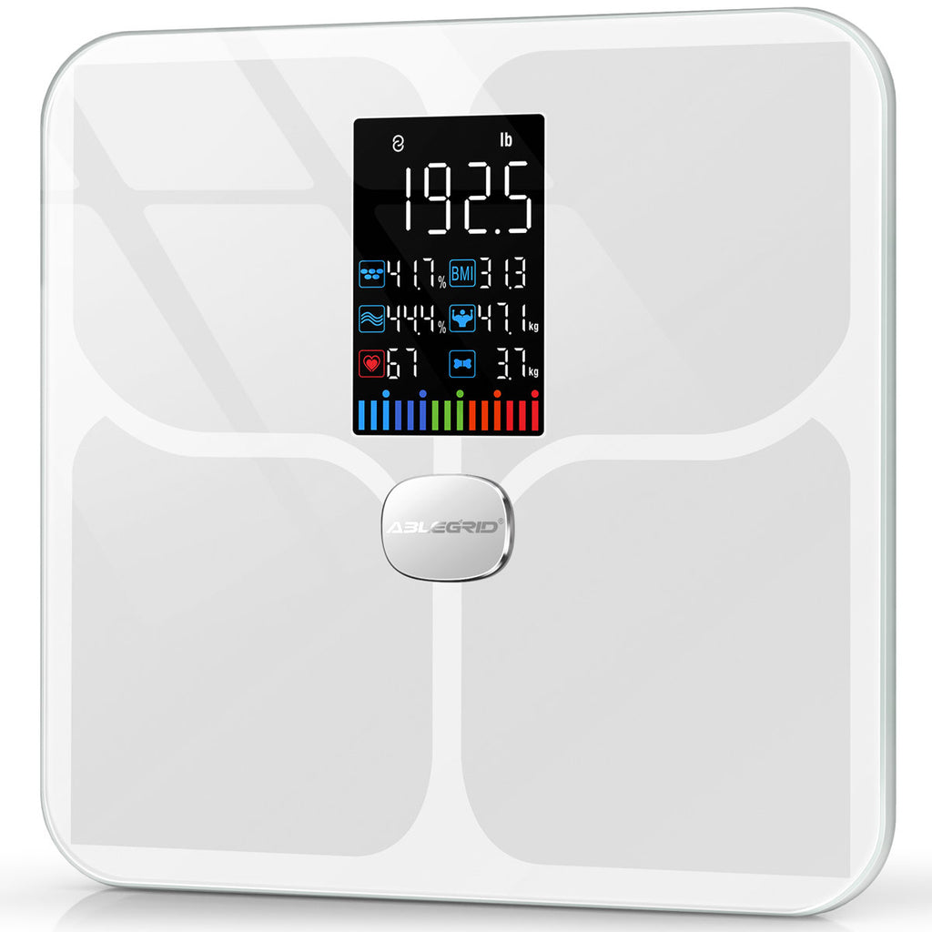 Ablegrid Smart Digital Bathroom Scale For Body Weight Rechargeable White