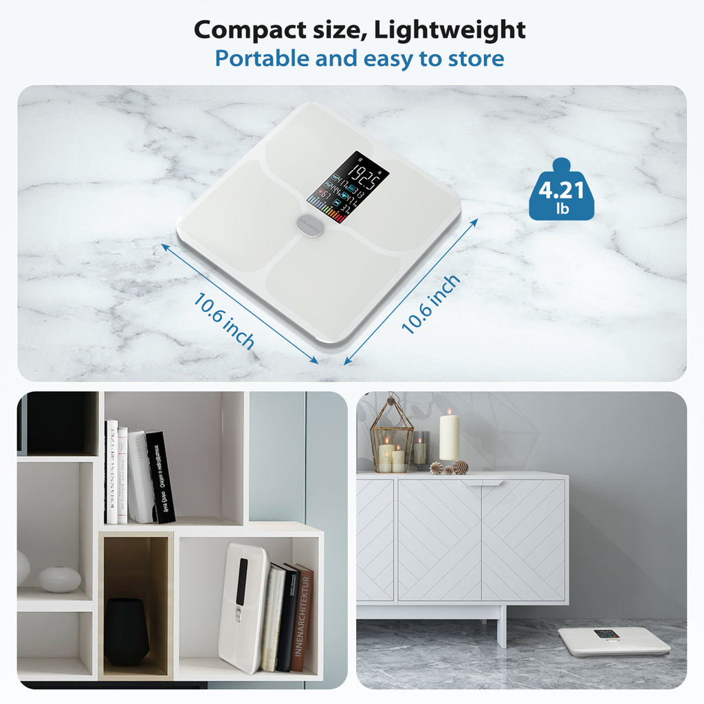 Ablegrid Smart Digital Bathroom Scale For Body Weight Rechargeable White