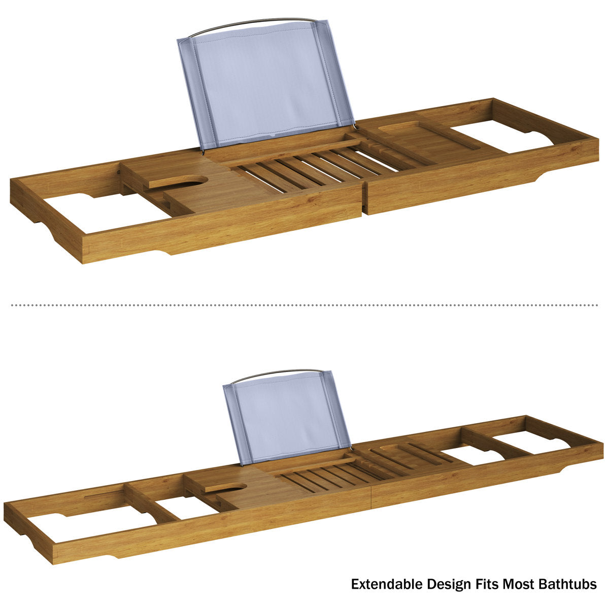Acacia Bathtub Tray - Natural Wood Tray with Extended Sides for Bath- Bath Caddy