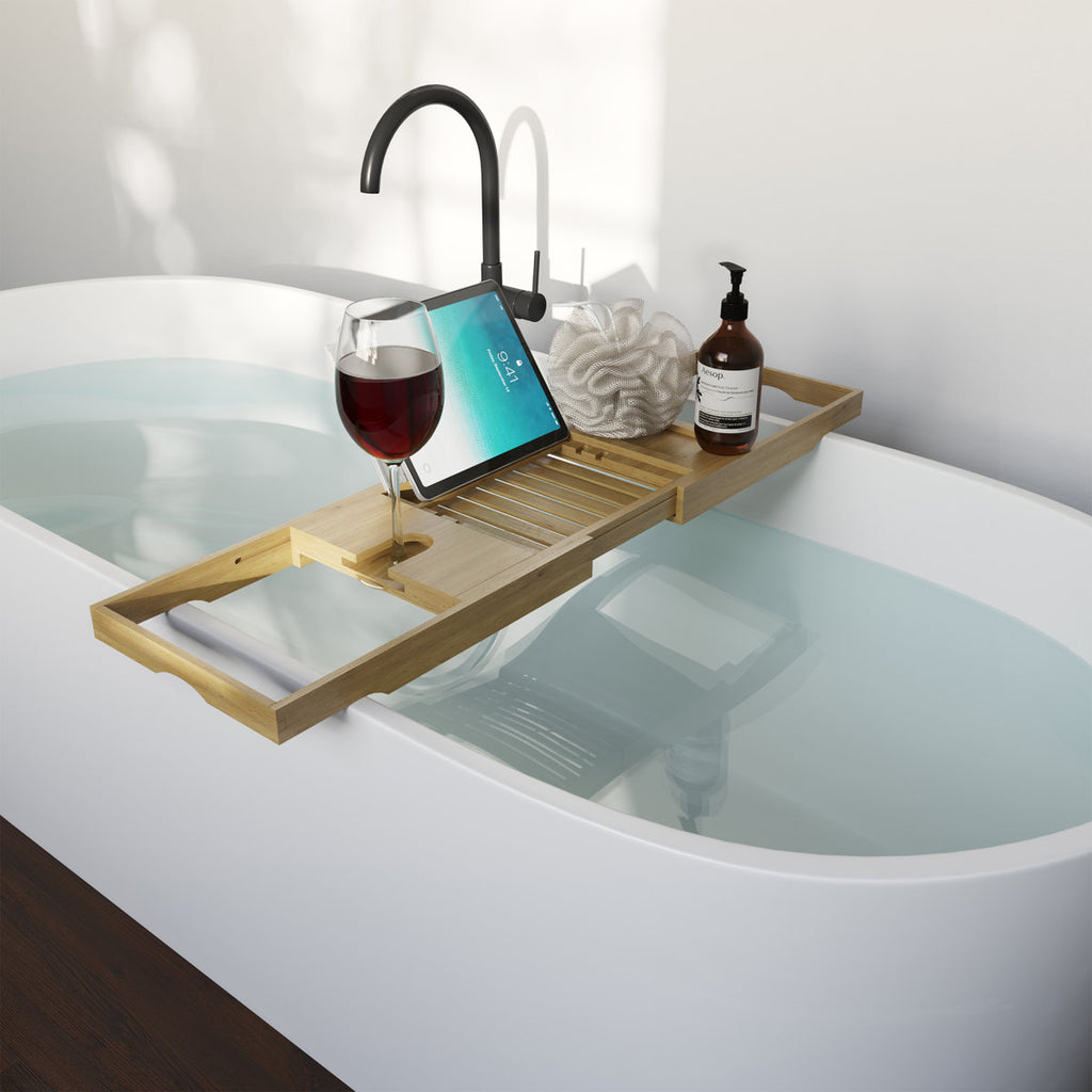 Acacia Bathtub Tray - Natural Wood Tray with Extended Sides for Bath- Bath Caddy