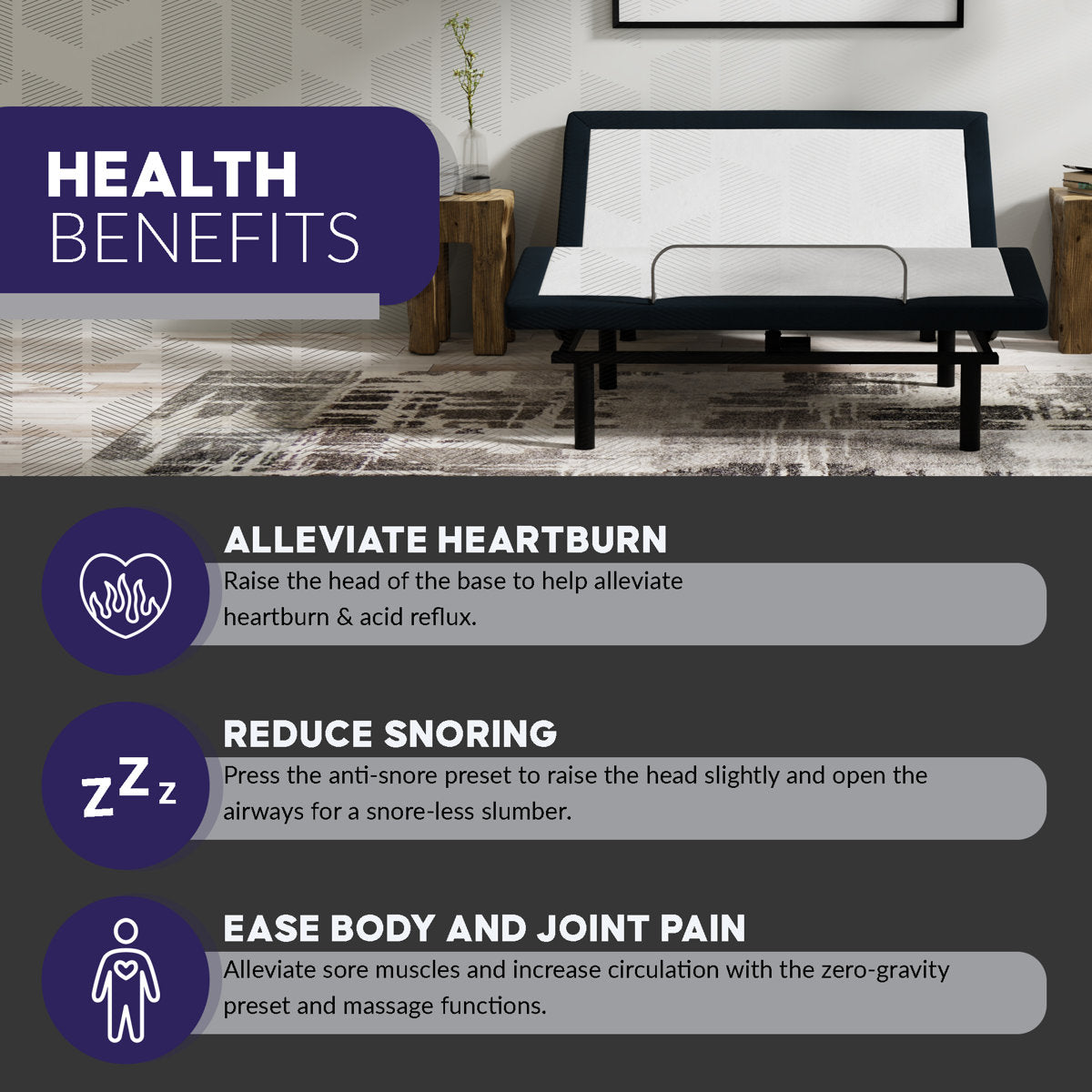Adjustable Base with Wireless Remote, USB Ports and Massage