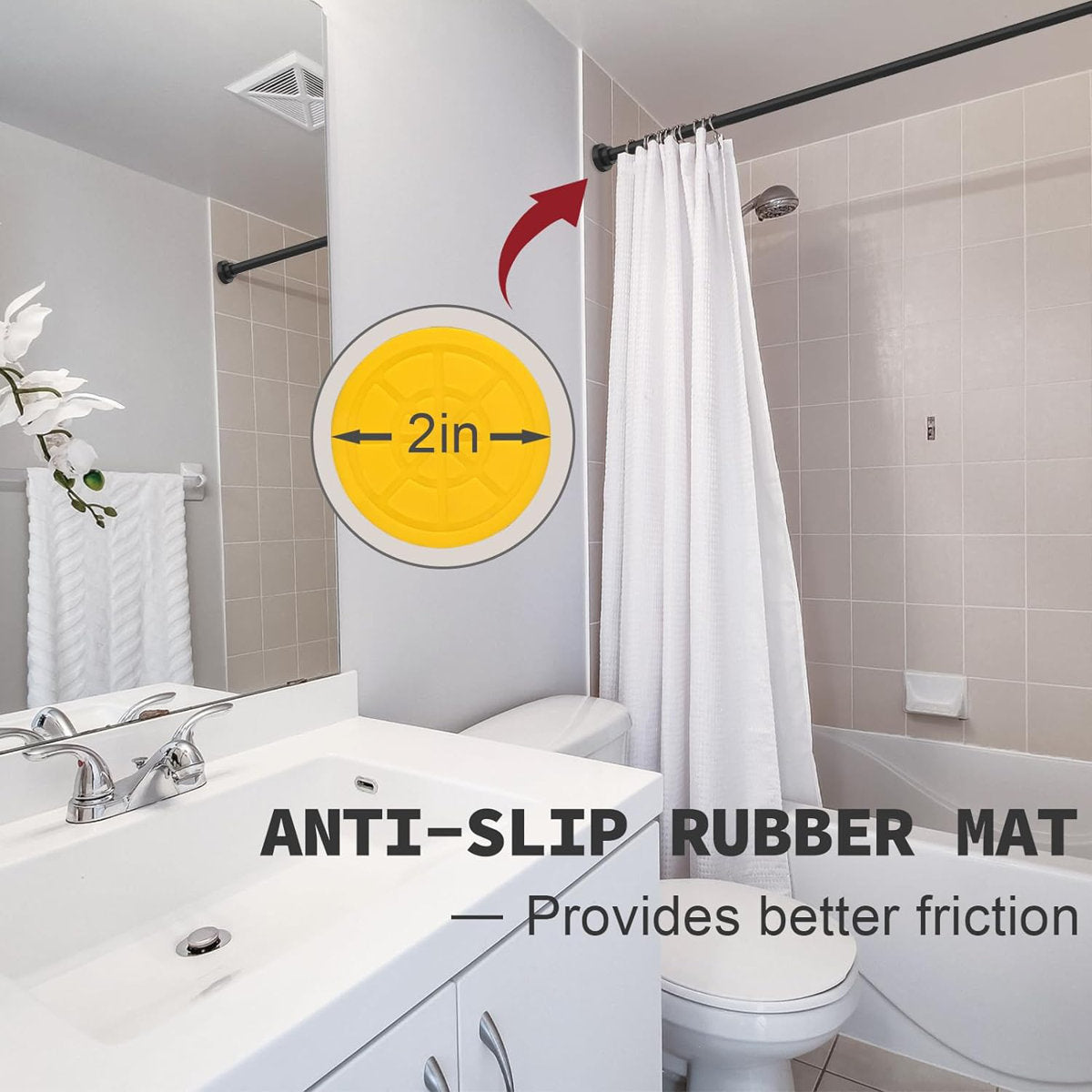 Adjustable Spring Tension Shower Curtain Rod, No Drill Installation, Anti-Rust Non-Slip Bathroom Rod, Durable Stainless Steel Construction, Multi-Purpose Tension Rod For Bathroom And Closet