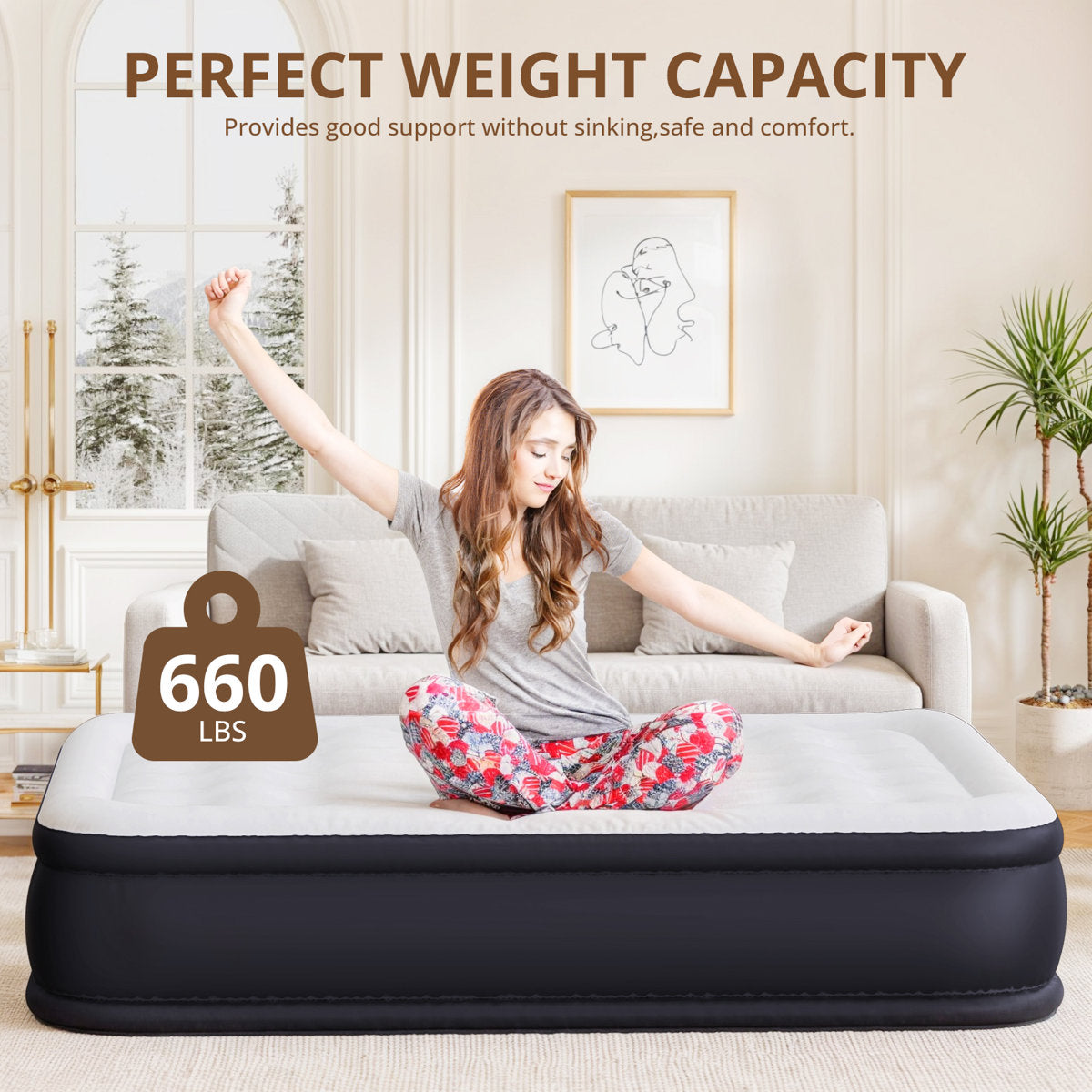 Air Mattress With Built In Pump, 18-Inch Raised Inflatable Blow Up Camping Bed, Self-Inflating Portable Colchones Inflables For Guests, Home, And Travel, 660Lbs Weight Capacity