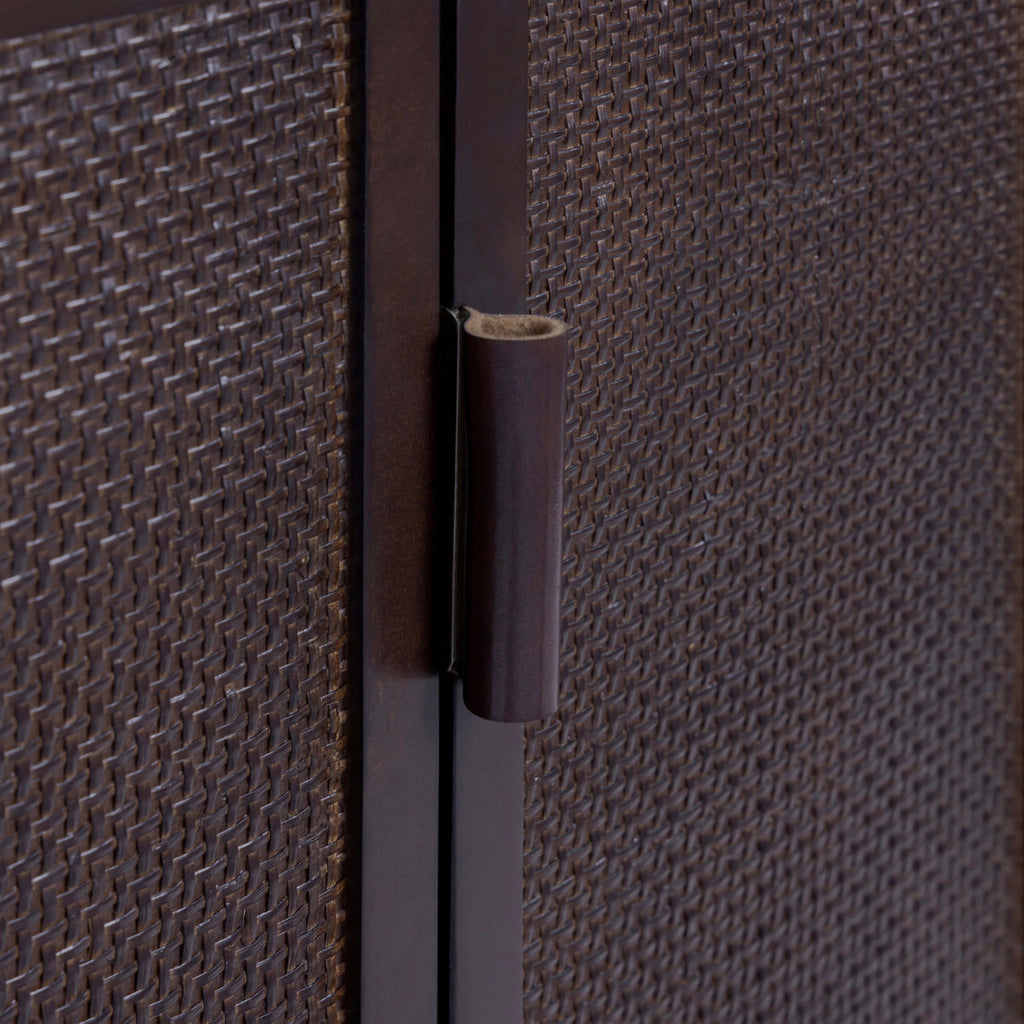 Ameer Modern Boho Over-the-Toilet Storage Wall Cabinet with 2 Rattan Inlay Doors, Adjustable Shelves & Solid Wood