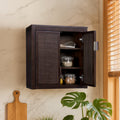 Ameer Modern Boho Over-the-Toilet Storage Wall Cabinet with 2 Rattan Inlay Doors, Adjustable Shelves & Solid Wood
