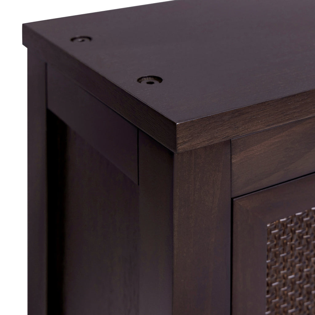 Ameer Modern Boho Over-the-Toilet Storage Wall Cabinet with 2 Rattan Inlay Doors, Adjustable Shelves & Solid Wood