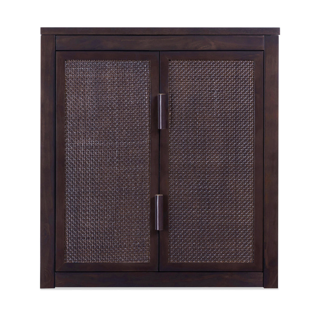Ameer Modern Boho Over-the-Toilet Storage Wall Cabinet with 2 Rattan Inlay Doors, Adjustable Shelves & Solid Wood