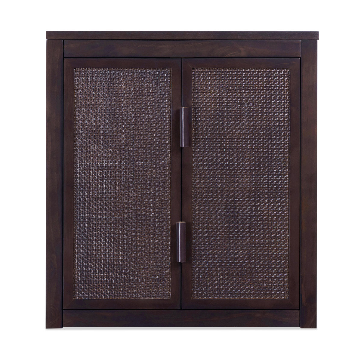 Ameer Modern Boho Over-the-Toilet Storage Wall Cabinet with 2 Rattan Inlay Doors, Adjustable Shelves & Solid Wood