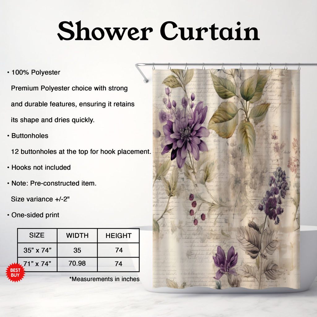 Antique Blooms - Premium Shower Curtain