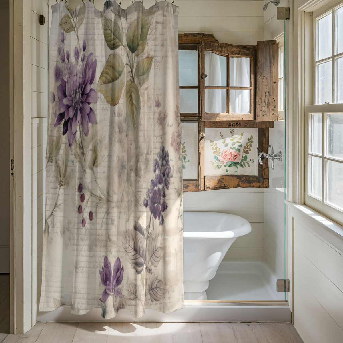 Antique Blooms - Premium Shower Curtain