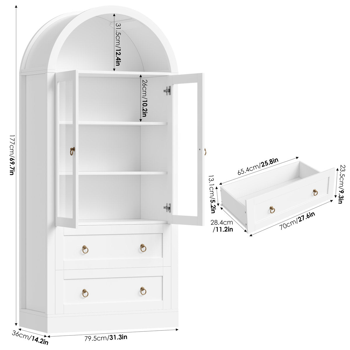 Arched Manufactured Wood Bathroom Cabinet