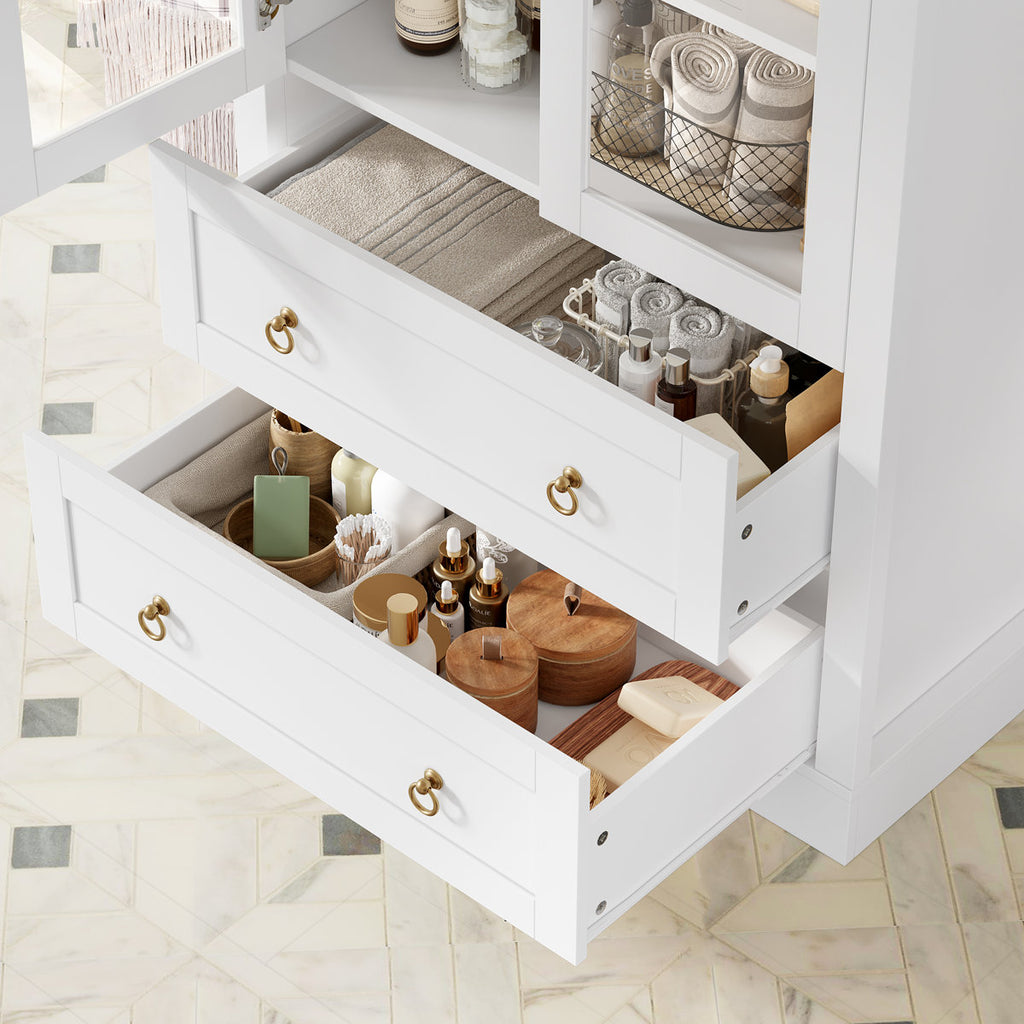 Arched Manufactured Wood Bathroom Cabinet