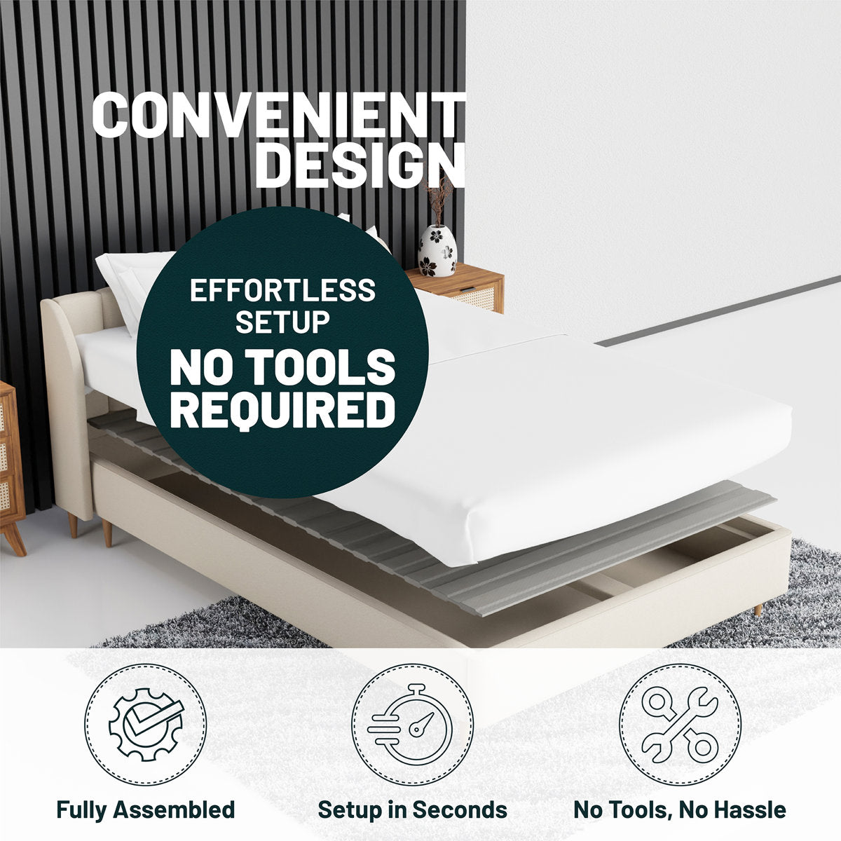 Audra Horizontal Mattress Support Wooden Bunkie Board/Slats with Cover