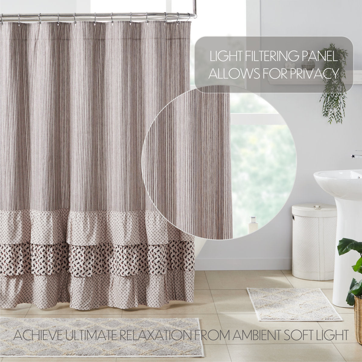 Bahari Cotton Striped Shower Curtain