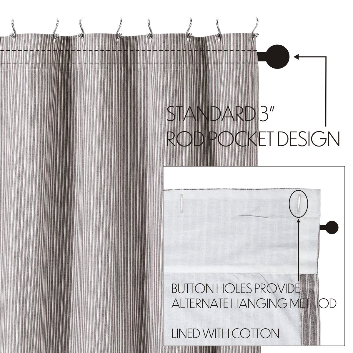 Bahari Cotton Striped Shower Curtain