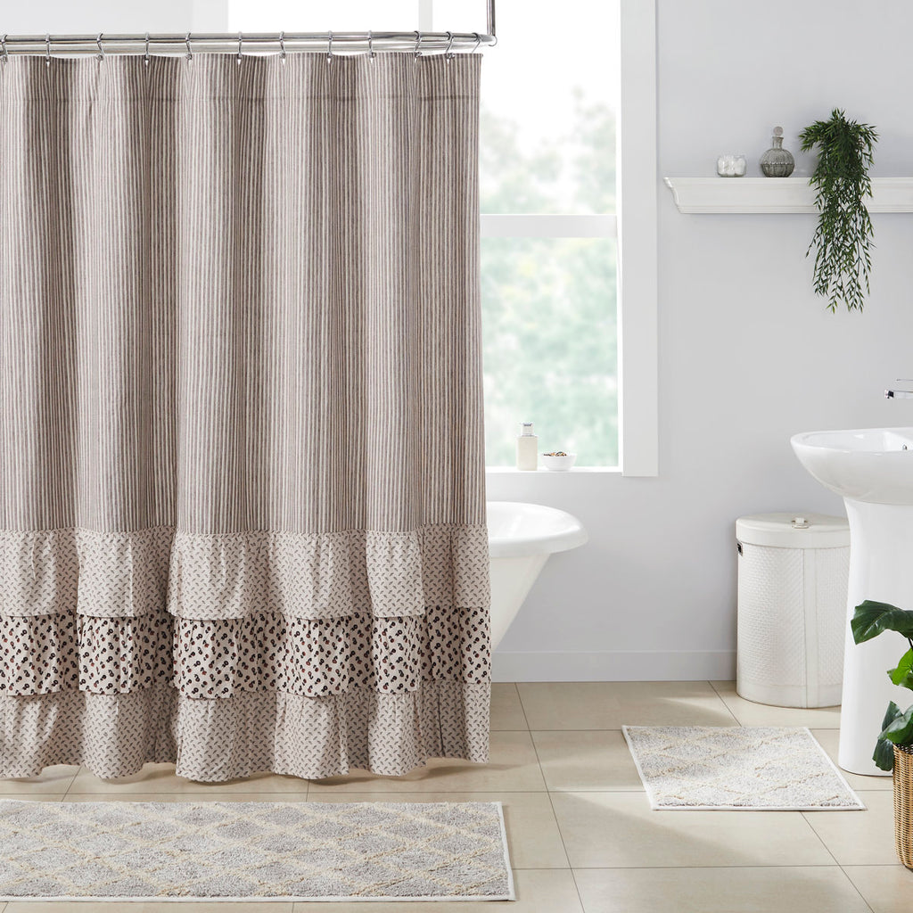 Bahari Cotton Striped Shower Curtain