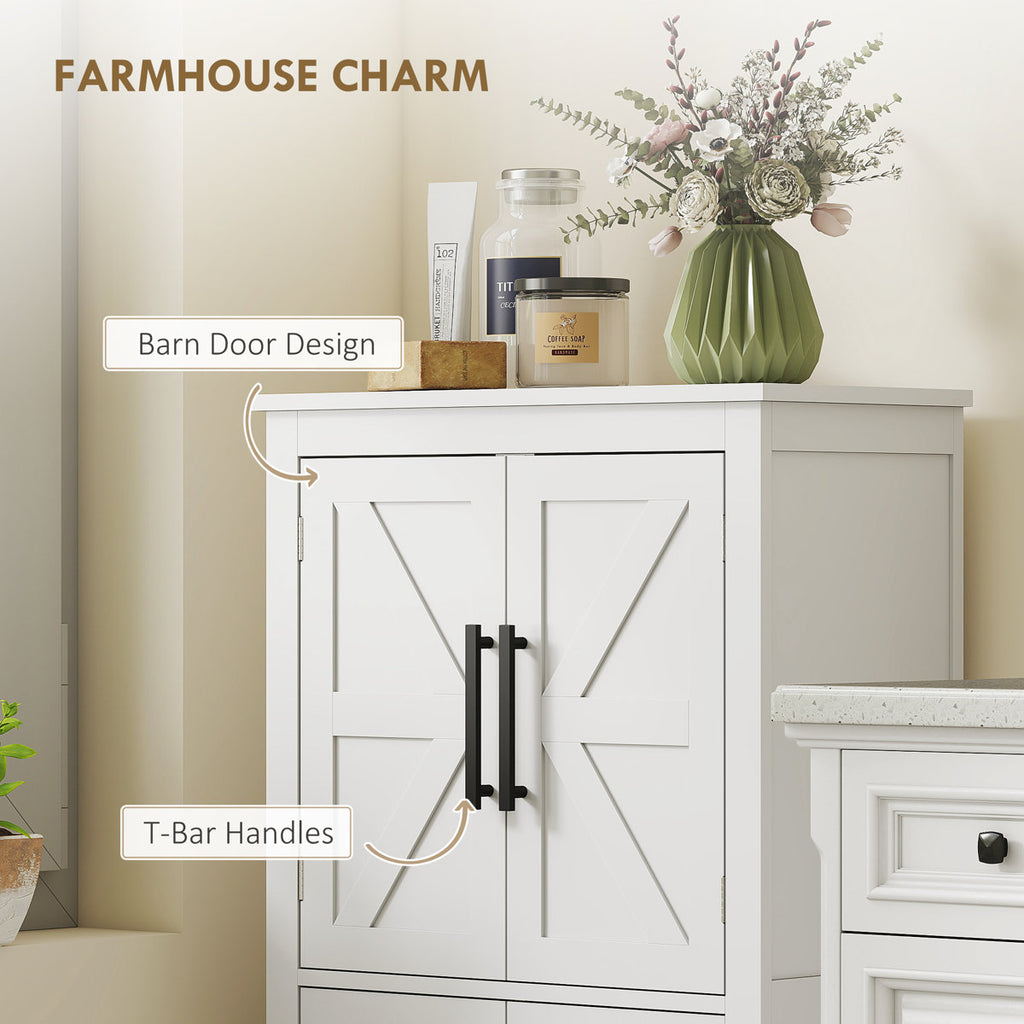 Bathroom Floor Cabinet, Farmhouse Bathroom Cabinet With Barn Doors, Bathroom Storage Cabinet With Adjustable Shelf For Bathroom, Kitchen, Living Room