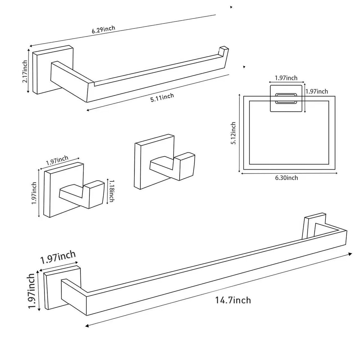 Bathroom Hardware Set T-0707-Nickel