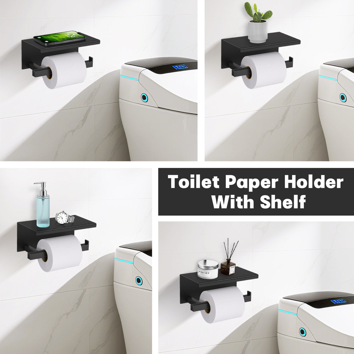 Bathroom Toilet Paper Holder Wall Mount Q4TPA-BK