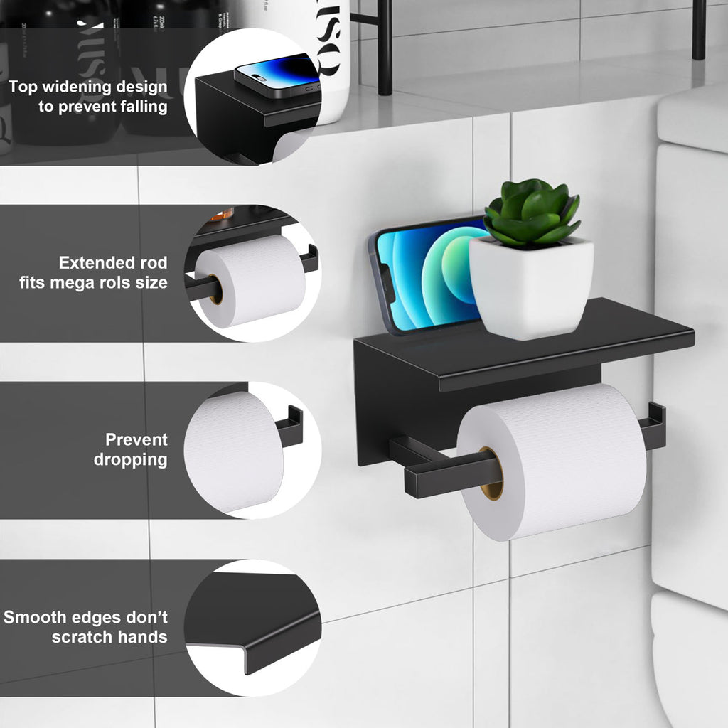 Bathroom Toilet Paper Holder Wall Mount Q4TPA-BK